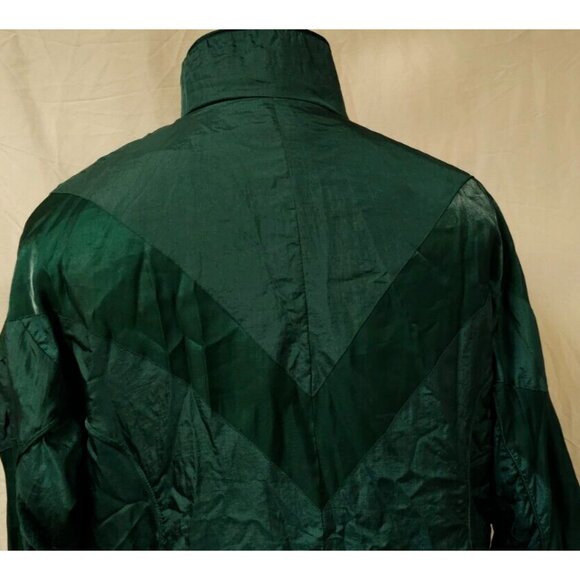 Vtg Active Frontier Womens Medium Shiny Blue green Full Zip Windbreaker Jacket - Picture 7 of 10
